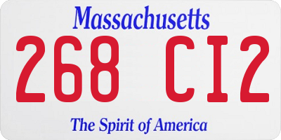 MA license plate 268CI2