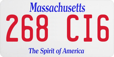 MA license plate 268CI6