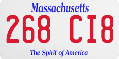 MA license plate 268CI8