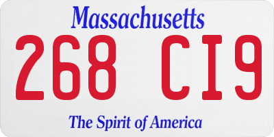 MA license plate 268CI9