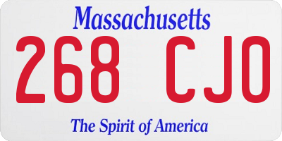 MA license plate 268CJ0
