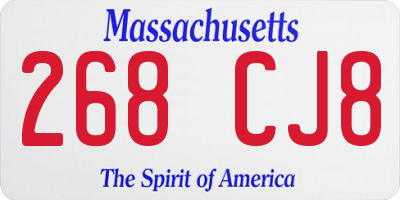 MA license plate 268CJ8