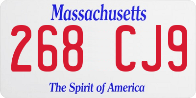 MA license plate 268CJ9