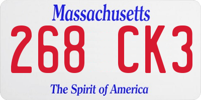MA license plate 268CK3