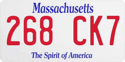 MA license plate 268CK7