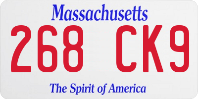 MA license plate 268CK9
