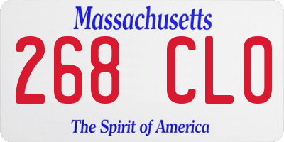 MA license plate 268CL0