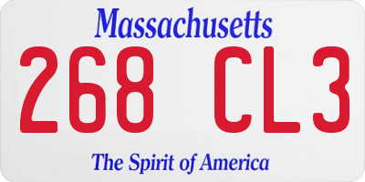 MA license plate 268CL3