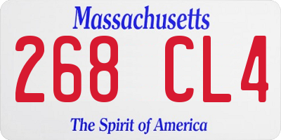 MA license plate 268CL4