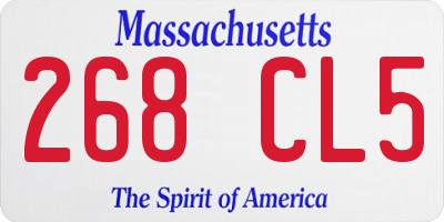MA license plate 268CL5