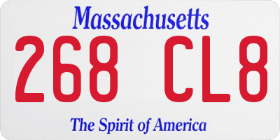 MA license plate 268CL8