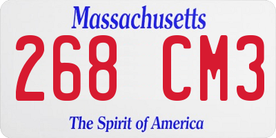 MA license plate 268CM3