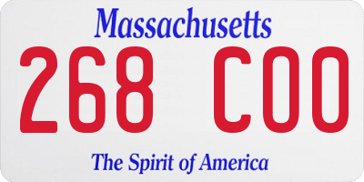 MA license plate 268CO0