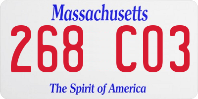 MA license plate 268CO3