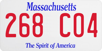 MA license plate 268CO4