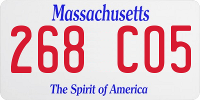 MA license plate 268CO5