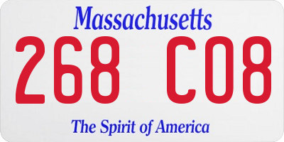 MA license plate 268CO8