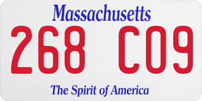 MA license plate 268CO9