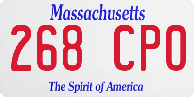 MA license plate 268CP0