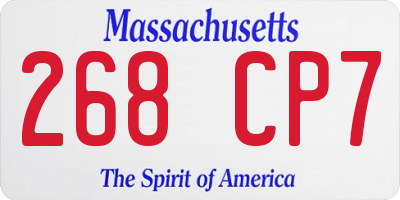 MA license plate 268CP7