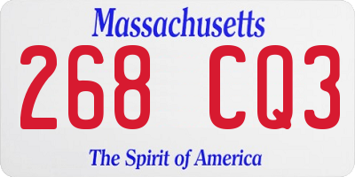 MA license plate 268CQ3