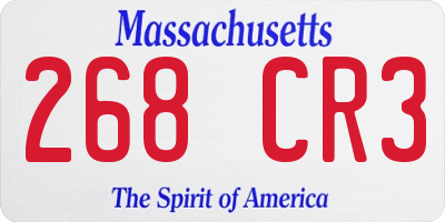 MA license plate 268CR3