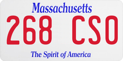 MA license plate 268CS0