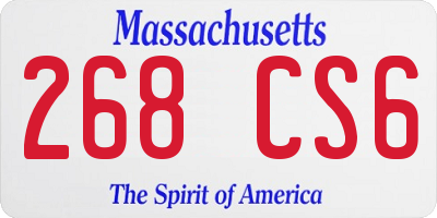 MA license plate 268CS6
