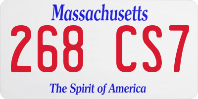 MA license plate 268CS7