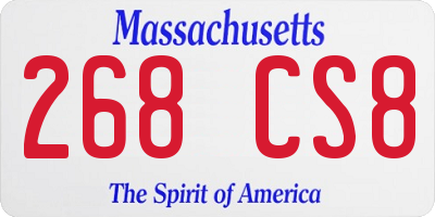 MA license plate 268CS8
