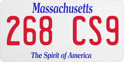 MA license plate 268CS9