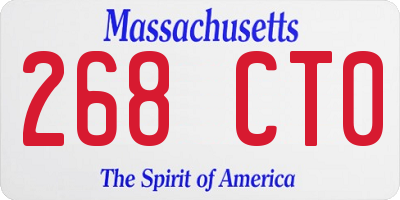 MA license plate 268CT0