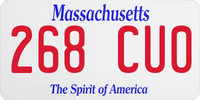 MA license plate 268CU0