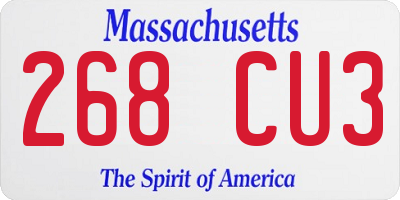 MA license plate 268CU3