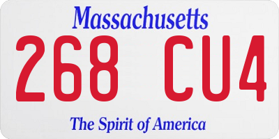 MA license plate 268CU4