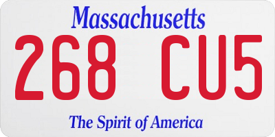 MA license plate 268CU5