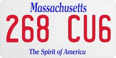 MA license plate 268CU6