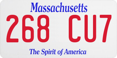 MA license plate 268CU7