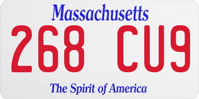 MA license plate 268CU9