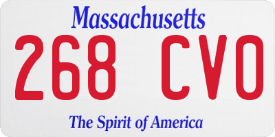 MA license plate 268CV0