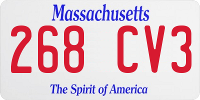 MA license plate 268CV3