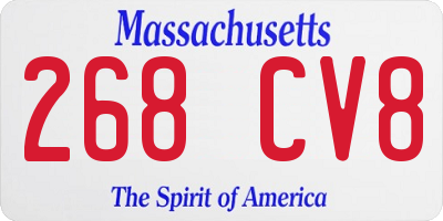 MA license plate 268CV8