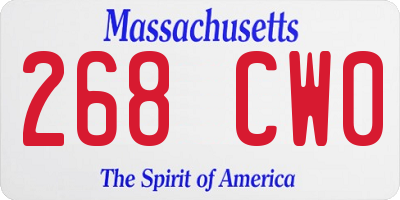 MA license plate 268CW0