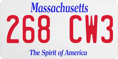 MA license plate 268CW3