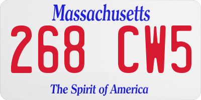 MA license plate 268CW5