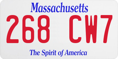 MA license plate 268CW7