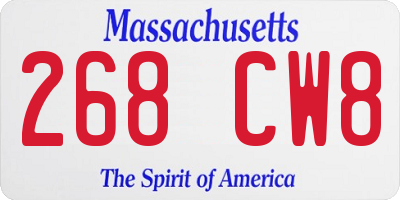 MA license plate 268CW8