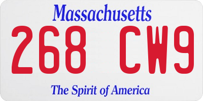 MA license plate 268CW9