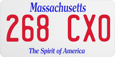 MA license plate 268CX0