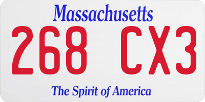 MA license plate 268CX3
